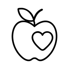 apple with a heart icon, teachers’ day line art, teachers day icon - simple black line art icon of apple with a heart, for teachers’ day celebrations. teachers day vector art.