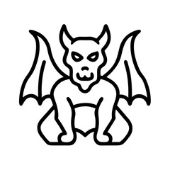 gargoyle icon, halloween line art, halloween icon - simple black line art icon of gargoyle, symbolizing topic celebrations. topic vector art.