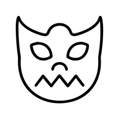 halloween party mask icon, halloween line art, halloween icon - simple black line art icon of halloween party mask, symbolizing topic celebrations. topic vector art.