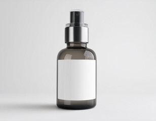 Naklejka premium Glass bottle cosmetic rendering 3D software illustration with label and white color realistic texture