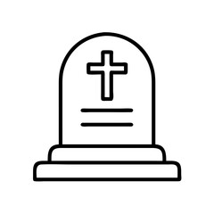 Fototapeta premium tombstone icon, halloween line art, halloween icon - simple black line art icon of tombstone, symbolizing topic celebrations. topic vector art.