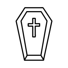 Obraz premium vampire coffin icon, halloween line art, halloween icon - simple black line art icon of vampire coffin, symbolizing topic celebrations. topic vector art.
