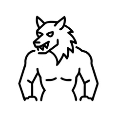 werewolf icon, halloween line art, halloween icon - simple black line art icon of werewolf, symbolizing topic celebrations. topic vector art.
