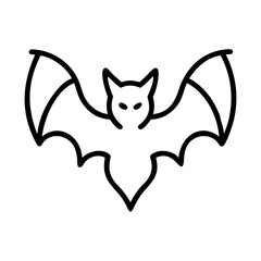 bat icon, halloween line art, halloween icon - simple black line art icon of bat, symbolizing topic celebrations. topic vector art.