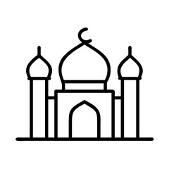 islamic heritage sites icon, hajj line art, hajj icon - simple black line art icon of islamic heritage sites, symbolizing Hajj celebrations. Hajj vector art.