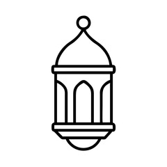 islamic lantern icon, hajj line art, hajj icon - simple black line art icon of islamic lantern, symbolizing Hajj celebrations. Hajj vector art.