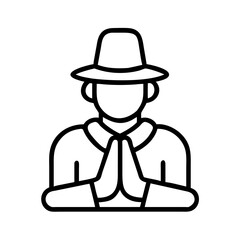 Fototapeta premium pilgrim s prayer icon, hajj line art, hajj icon - simple black line art icon of pilgrim s prayer, symbolizing Hajj celebrations. Hajj vector art.