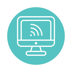 Internet Connection vector Circle Outline Icon. Eps 10 File