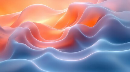 Obraz premium Abstract waves in soft colors evoke a serene, dreamlike atmosphere.