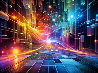 Obraz premium Abstract Data Flow: Futuristic Generative Art for Tech UI Backgrounds