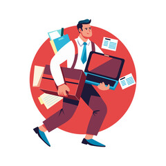 An employee taking office burden, flat style illustration 

