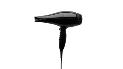Black hair dryer on a transparent background. isolated background.