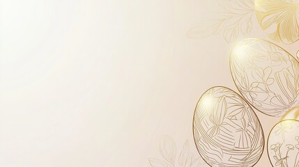 Obraz premium Elegant Easter Aura: Soft Gradient Background with Golden Egg Silhouettes and Ample Copy Space