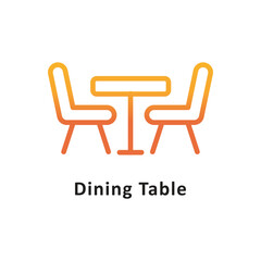 Dining Table Vector Gradient Outline Icon. Eps 10 File
