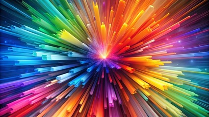 Obraz premium Abstract Shapes Bursting with Vibrant Rainbow Hues in 3D Illustration Capturing Energy and Movement, Perfectly Composed with the Rule of Thirds for Stunning Visual Impact