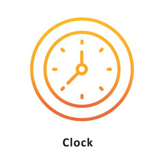 Clock Vector Gradient Outline Icon. Eps 10 File