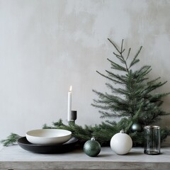 Minimalist design: Holiday greenery and ornaments
