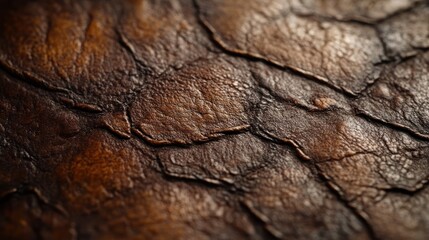Close-up of textured brown leather with natural creases and patterns.