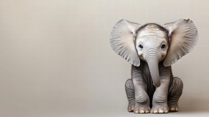 Adorable Baby Elephant Sitting on a Soft Background