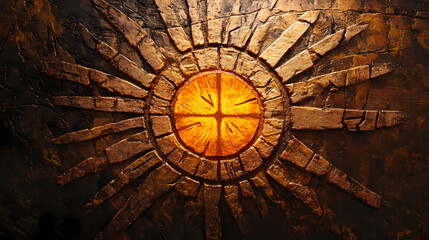 Fototapeta premium Abstract runic carving for the god of the sun. Runic. Illustration