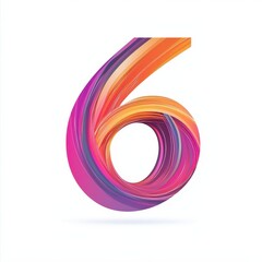 number 6 with abstract motion lines icon logo illustration isolated on solid background