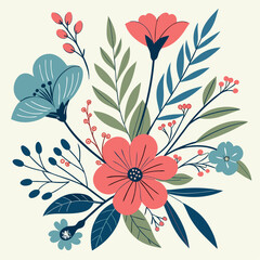 A vibrant flat floral bouquet illustration 