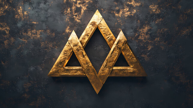 Golden valknut symbol. Runic. Illustration
