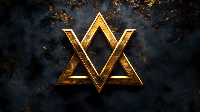 Golden valknut symbol. Runic. Illustration