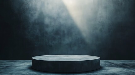 Empty concrete pedestal in a modern studio setting, ideal for showcasing products or artwork