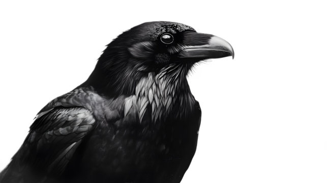 Black raven on a transparent background. isolated background.