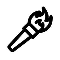 Torch with flame kine icon