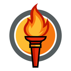 Torch with fire logo icon template vector illustration