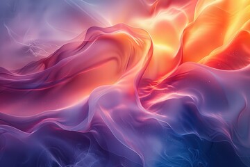 A colorful, abstract painting with a purple and orange swirl