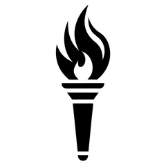 Torch with fire silhouette icon vector illustration
