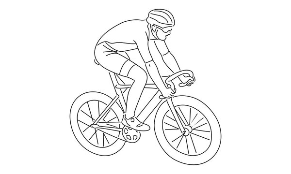 recommend clip art: line art of Cyclist riding a bicycle