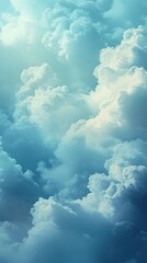 Naklejka premium A serene sky filled with soft, fluffy clouds in varying shades of blue.