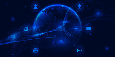 Vector illustrations of metaverse digital ecosystem.Virtualization world of future concepts.Digital communication innovation and technology concepts.