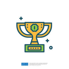 A colorful trophy illustration, symbolizing achievement and success, often used in sports and competitions.