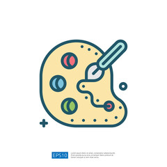 This image features an artist's palette with colorful paint spots and a paintbrush, symbolizing creativity and artistic expression.