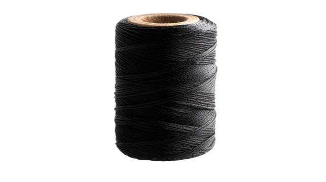 Black sewing thread spool on a white background. isolated background.