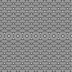 black and white abstract circle seamless pattern background. 