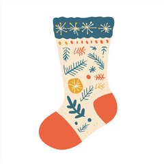 Cute Christmas Socking, Digital Art Illustration. AI Generator.