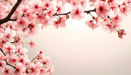 Obraz premium Light pink background with cherry blossoms