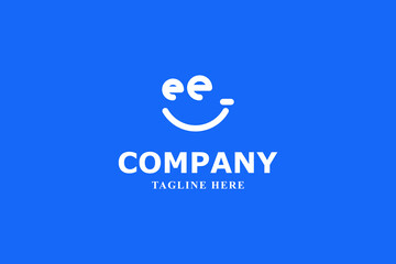 letter e smile face minimal logo