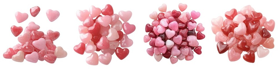 Obraz premium Valentine A collection of colorful heart-shaped decorations in various shades of pink and red, perfect for romantic themes and celebrations.