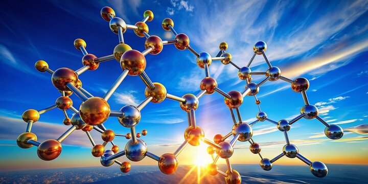Amisulpride Molecular Structure: Drone Aerial View of Chemical Formula, 3D Rendering, Pharmaceutical Research, Drug Discovery