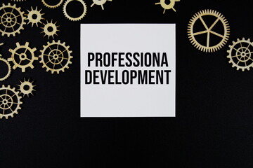 Professional Development text message on sticky note on black background