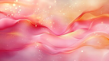 Abstract Pink and Gold Swirling Waves Design