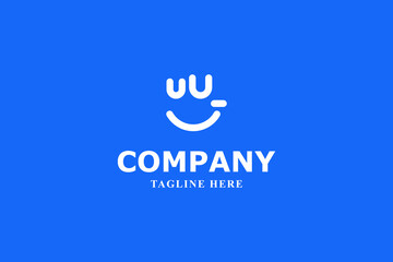 letter u u and smile face logo
