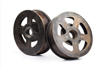 Obraz premium Old film movie reels isolated on a white background.